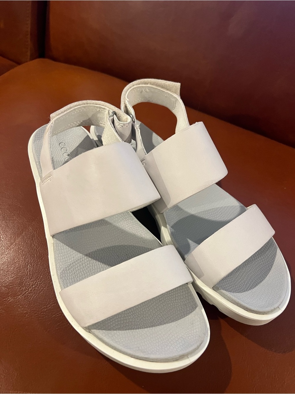 ECCO Women's Freja 2-Strap Shadow White Sandal Size 8